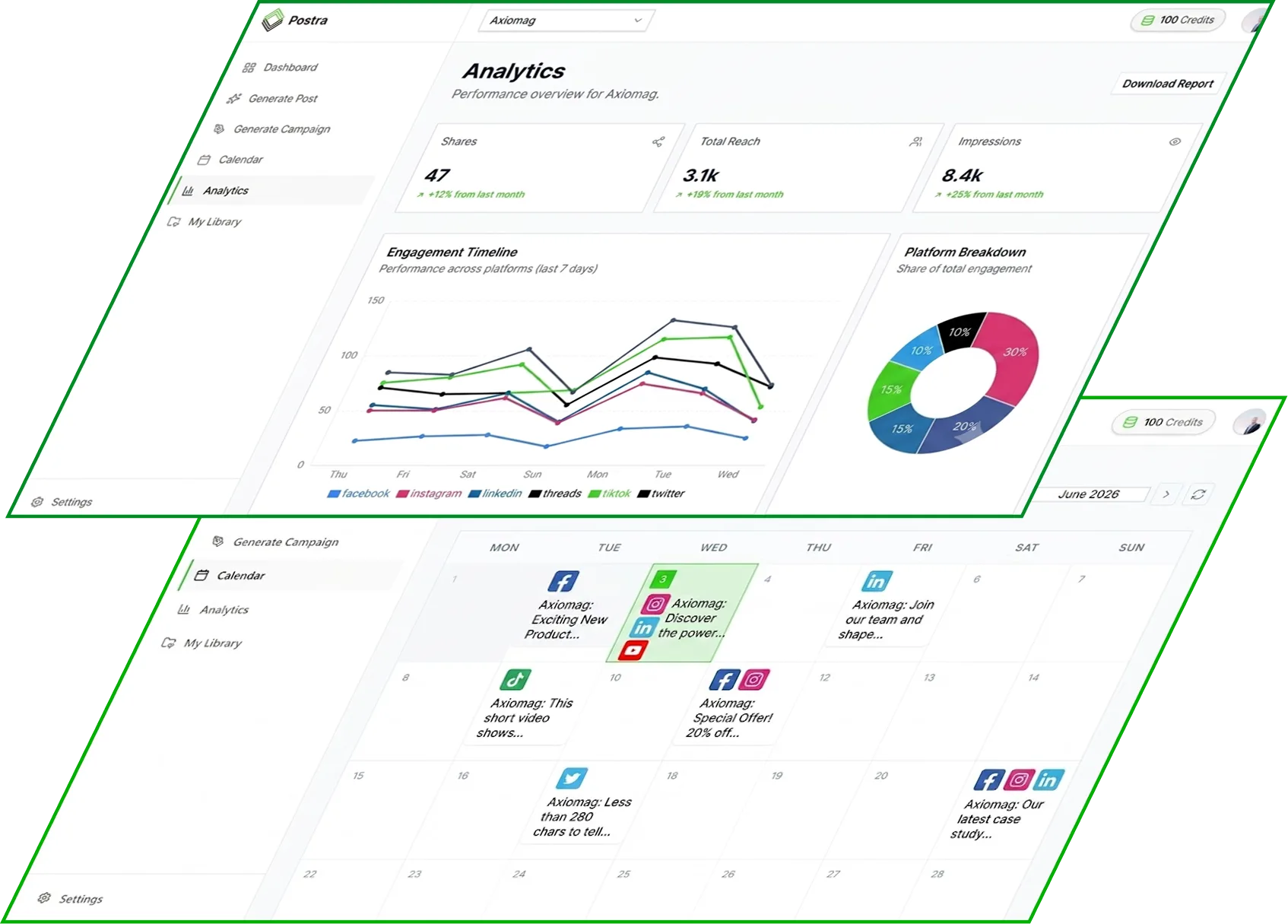 Postra AI Social Media Dashboard